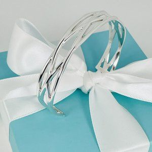 7.5"  Tiffany Braided Cuff Bracelet in Silver
